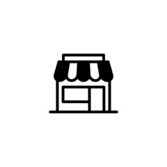 Market store icon, retail shop in black flat glyph, filled style isolated on white background