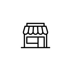 Market store icon, retail shop  in black line style icon, style isolated on white background