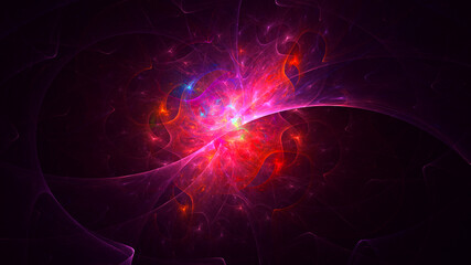 3D rendering abstract multicolor fractal light background