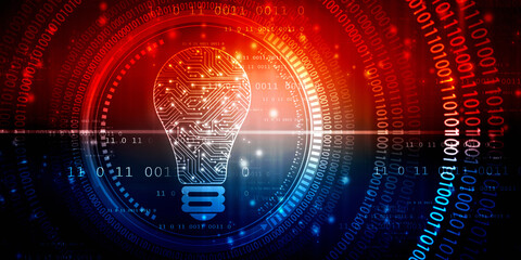2d illustration bulb future technology, innovation background, creative idea concept 
