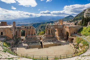 Amphitheatre of Taormina in Siciliy, Italy.
