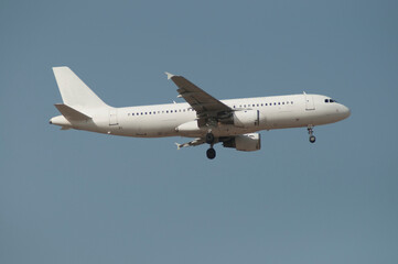 Fototapeta na wymiar Avión de línea A320 aterrizando