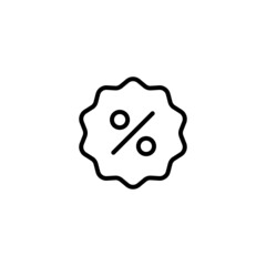 Discount vector icon  in black line style icon, style isolated on white background