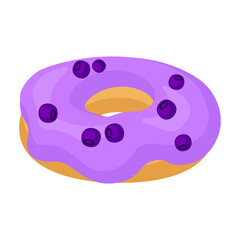 Doughnut cartoon vector illustration of icon.Isolated illustration cartoon of donut on white background.Vector icon of chocolate doughnut.