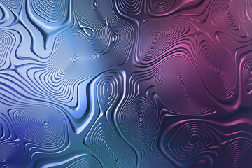 Metallic plate pattern, symmetrical and wavy abstract lines on textured Background. 3d Illustration