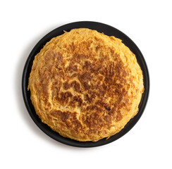 Traditional food potato omelet. contains clipping path. top view