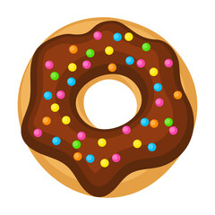 Doughnut cartoon vector illustration of icon.Isolated illustration cartoon of donut on white background.Vector icon of chocolate doughnut.