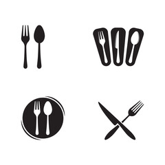 Fork, knife and spoon icon logo vector template.design for restaurant.