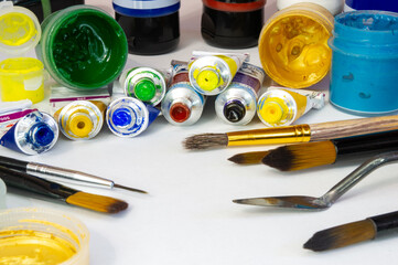 Hobby. Paints, brushes. 