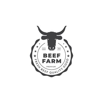 black angus logo design template. Cow farm logo design, head cow cattle logo, cow vector illustrations.