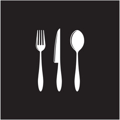 Fork, knife and spoon icon logo vector template.design for restaurant.