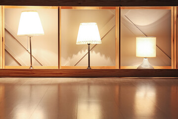 Glowing lamps in dark room