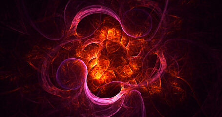 3D rendering abstract multicolor fractal light background