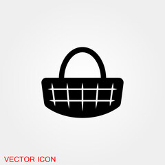 Basket icon, plate with spoon BBQ. Vector sign