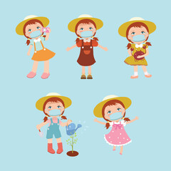 Girl wearing face mask.