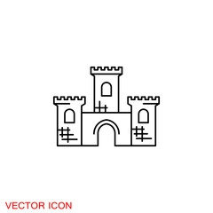 Castle icon. Castle tower icon or symbol. Vector illustration.