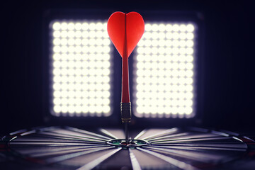 Darts. The dart for playing in the game board is stuck. Hit sector in darts. The concept of a...