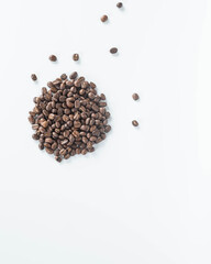 coffee beans roasted isolated on white background.