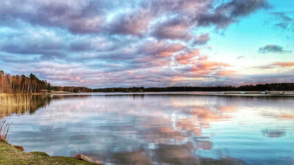 sunset over the lake
