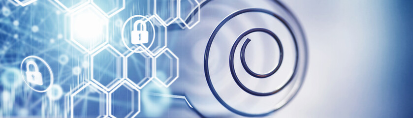 Metal spiral. The concept of endless turns. Golden ratio. The concept of memories and life path.