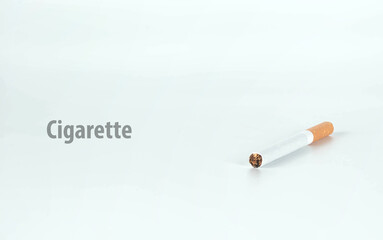 one cigarette isolated on white background.