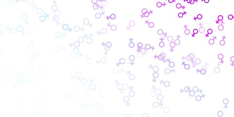 Light Purple vector pattern with feminism elements.