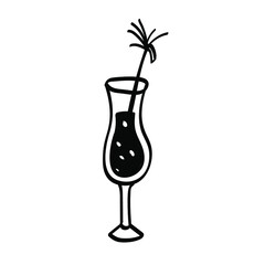 Vector illustration element coctail  in doodle style. Hand drawn. Icon, symbol, logo