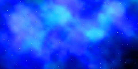 Dark BLUE vector background with small and big stars. Colorful illustration in abstract style with gradient stars. Pattern for websites, landing pages.