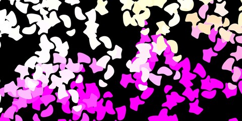 Dark pink, yellow vector backdrop with chaotic shapes.