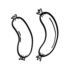 Vector illustration element  with 
sausage in doodle style. Hand drawn food. Icon, symbol, logo. ingredient for cook.