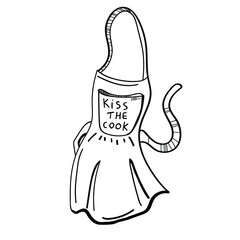 Vector illustration element  with  kitchen apron in doodle style. Hand drawn . Icon, symbol, logo. barbecue.  kiss the cook