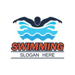 swimming logo with text space for your slogan tag line, vector illustration