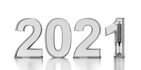 2021 new year coronavirus, covid 19 vaccine. 3d illustration