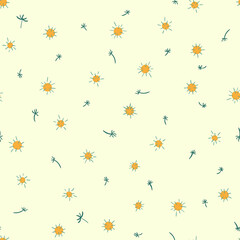 Seamless pattern with scandinavian flowers and leaves in doodle style