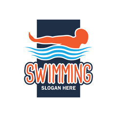 swimming logo with text space for your slogan tag line, vector illustration