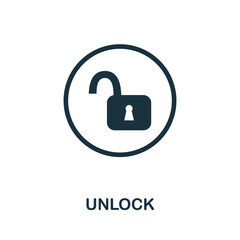 Unlock icon. Simple element from internet security collection. Creative Unlock icon for web design, templates, infographics and more