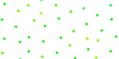 Light green, yellow vector background with covid-19 symbols.