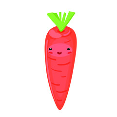 vector illustration with a funny carrot. cartoon flat style. vegetables stickers, icon.