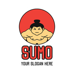 sumo icon with text space for your slogan tag line, vector illustration