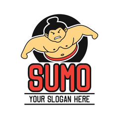sumo icon with text space for your slogan tag line, vector illustration