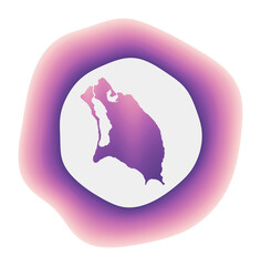 Barbuda icon. Colorful gradient logo of the island. Purple red Barbuda rounded sign with map for your design. Vector illustration.