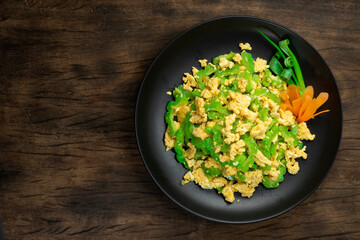 Bitter Gourd Stir Fried with Eggs (Bitter Melon) cooked easy dish with Healthy Benefits Asian Food