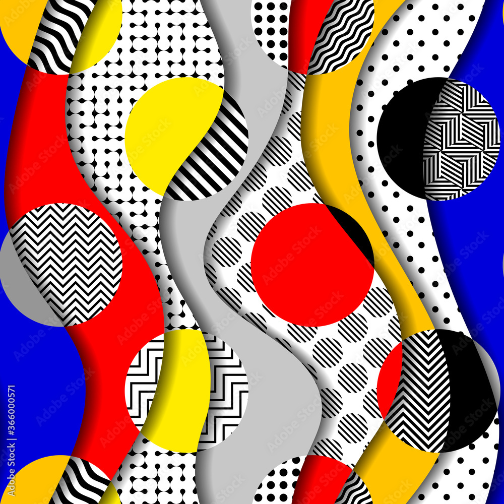 Aufkleber paper cut shapes design. seamless vector pattern.
