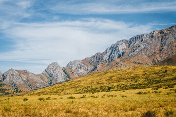 Obraz premium Mountains in the steppe, the Karatau mountain range. South Kazakhstan