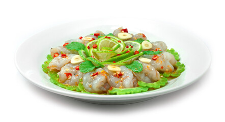 Shrimps in Fish Sauce and Spicy Sauce Seafood dipping chili hot and spicy dish Thai food
