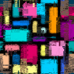 Vector image with imitation of grunge datamoshing texture.