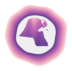 Kuwait icon. Colorful gradient logo of the country. Purple red Kuwait rounded sign with map for your design. Vector illustration.