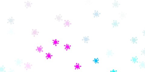 Light pink, blue vector background with covid-19 symbols.