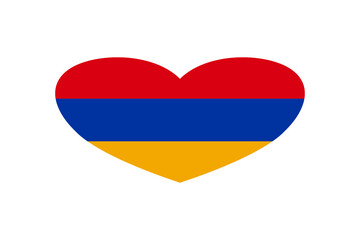 Armenia flag in the heart shape. Isolated on a white background.