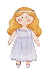 Watercolor doll Tilda.